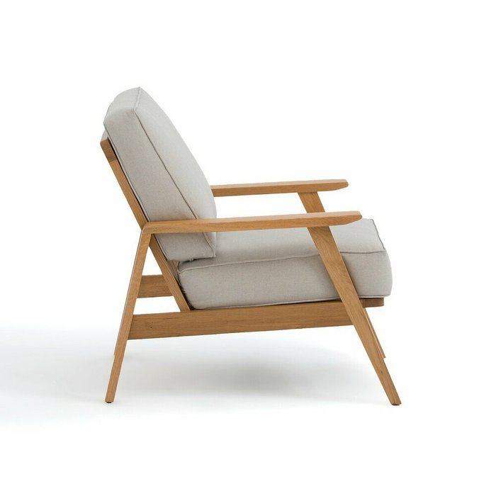 Кресло винтажное из дуба и хлопкальна Linna бежевого цвета - лучшие Интерьерные кресла в INMYROOM