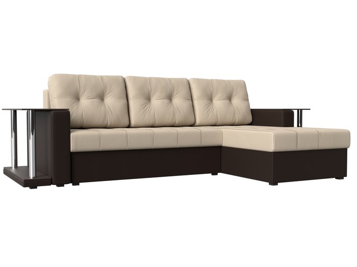 Угловой диван-кровать Даллас бежевого цвета (экокожа)