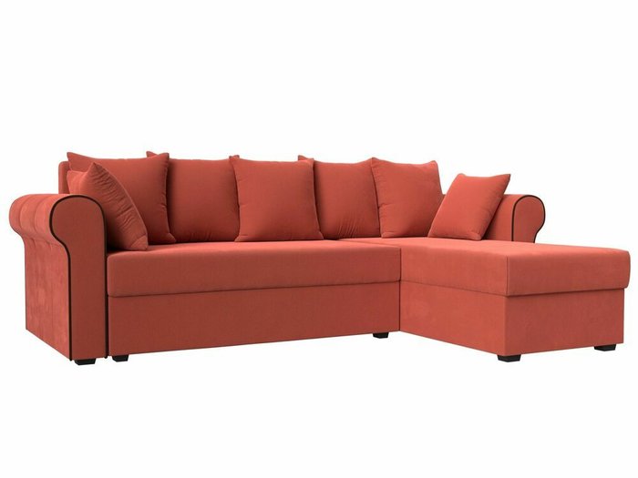 Угловой диван-кровать Рейн кораллового цвета правый угол