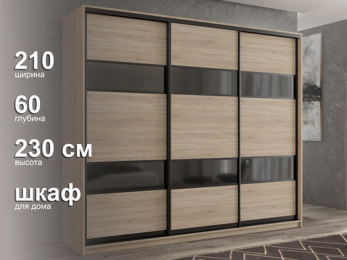 Шкаф-купе Кааппи-7 210 цвета Дуб сонома - лучшие Шкафы-купе в INMYROOM