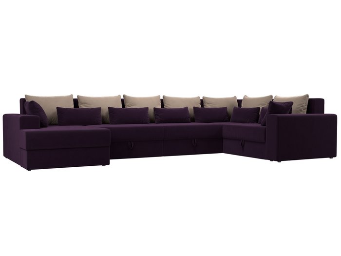 Угловой диван-кровать Мэдисон фиолетово-бежевого цвета