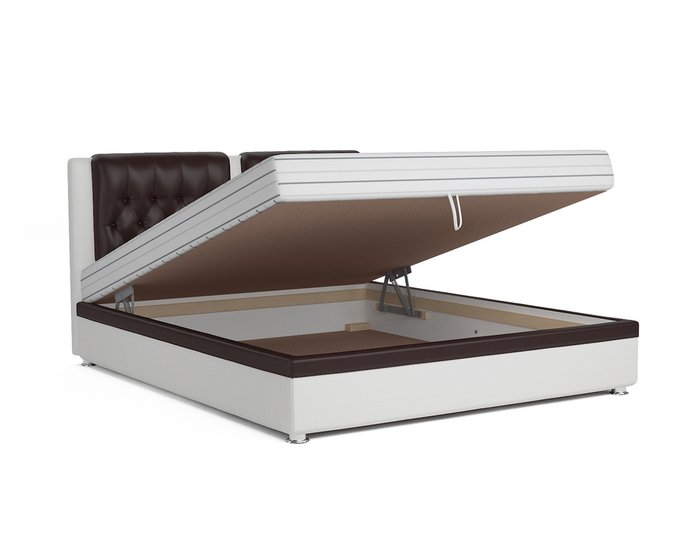 Кровать Космо 140х192 коричнево-белого цвета с подъемным механизмом - лучшие Кровати для спальни в INMYROOM