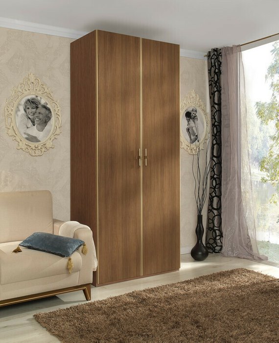 Шкаф для одежды с алюминиевым профилем Palmari коричневого цвета - купить Шкафы распашные по цене 38088.0