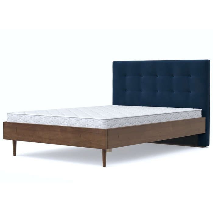 Кровать Альмена 120x200 коричнево-синего цвета - лучшие Кровати для спальни в INMYROOM