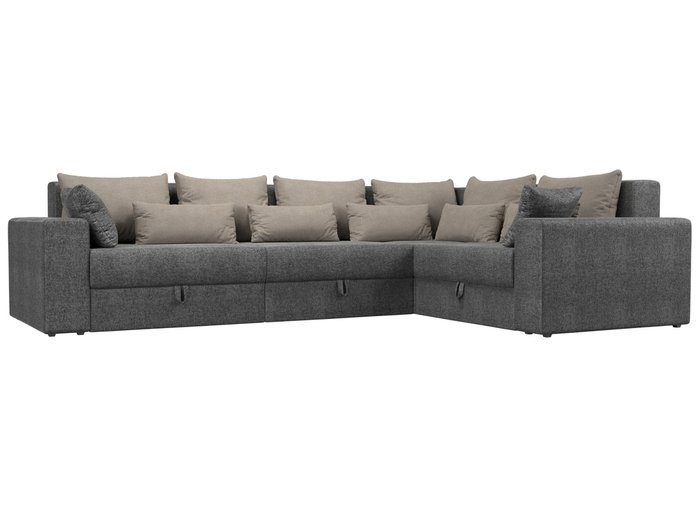 Угловой диван-кровать Мэдисон Long серо-бежевого цвета правый угол