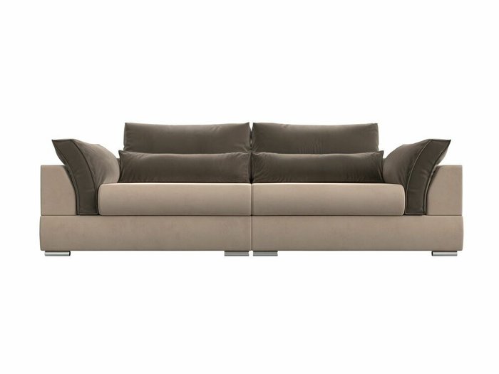 Прямой диван-кровать Пекин бежево-коричневого цвета - купить Прямые диваны по цене 78999.0