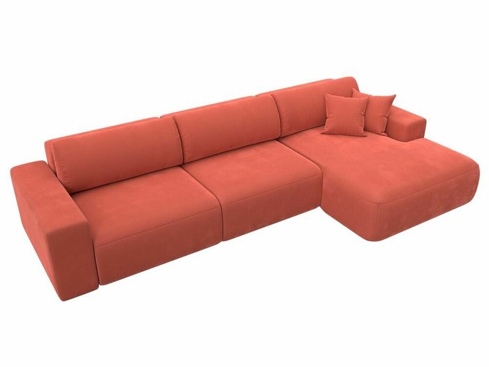Угловой диван-кровать Лига 036 Классик Лонг кораллового цвета правый угол - лучшие Угловые диваны в INMYROOM