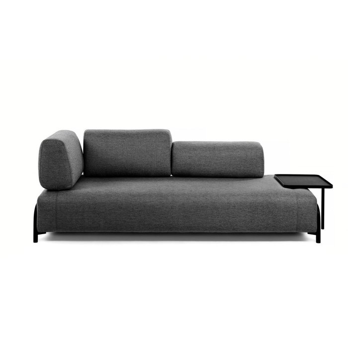 Диван трехместный Compo темно-серого цвета с приставным столиком - купить Прямые диваны по цене 323990.0