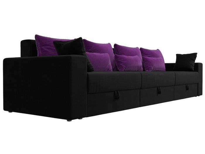 Прямой диван-кровать Мэдисон Long черно-фиолетового цвета - лучшие Прямые диваны в INMYROOM