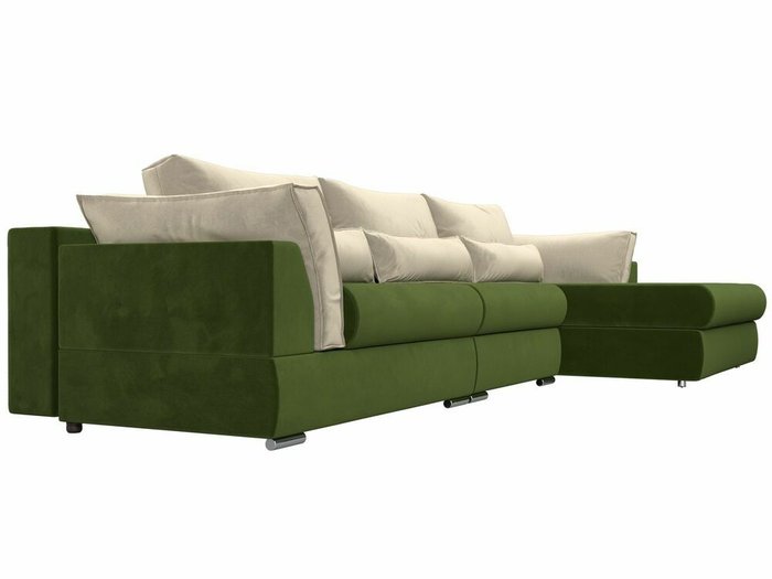 Угловой диван-кровать Пекин Long зелено-бежевого цвета угол правый - лучшие Угловые диваны в INMYROOM