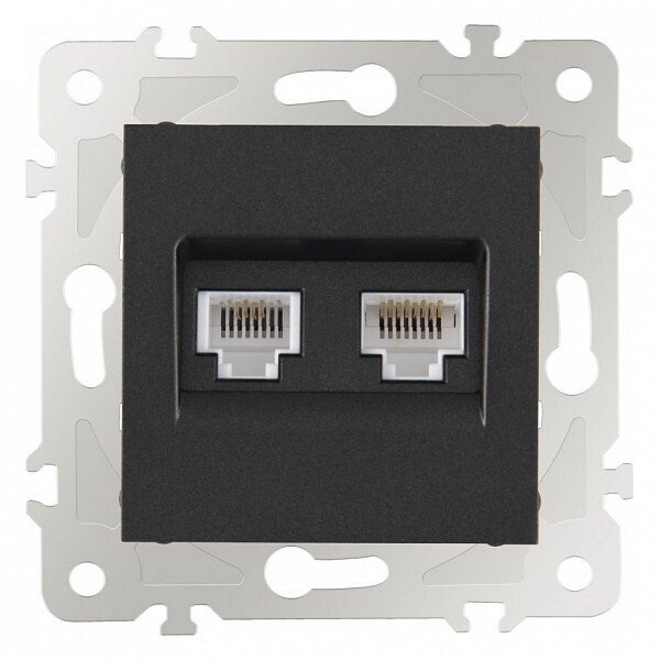 Розетка двойная RJ-11 и Ethernet RJ-45, без рамки 203.44-1.black
