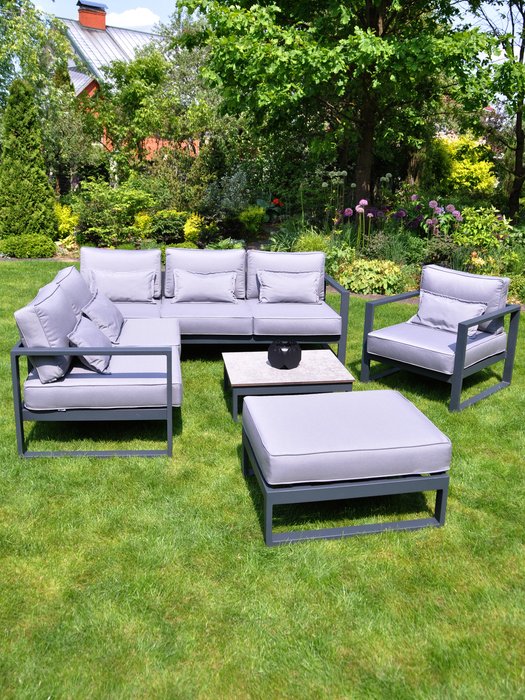 Комплект садовой мебели серо-серебристого цвета - купить Комплекты для сада и дачи по цене 355258.0
