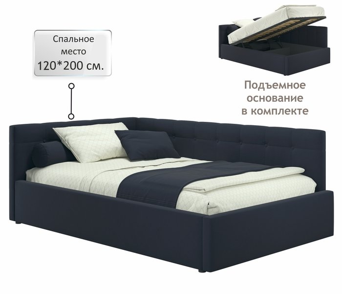 Кровать-тахта Bonna 120х200 черного цвета c подъемным механизмом - купить Кровати для спальни по цене 26000.0