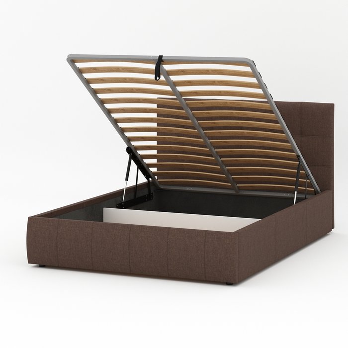 Кровать Венера-2 180х200 коричневого цвета с подъемным механизмом (рогожка) - лучшие Кровати для спальни в INMYROOM