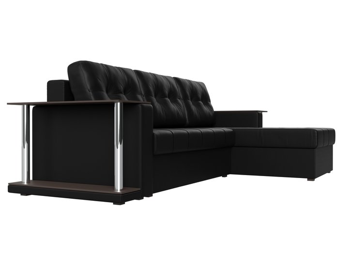 Угловой диван-кровать Даллас черного цвета (экокожа) - лучшие Угловые диваны в INMYROOM