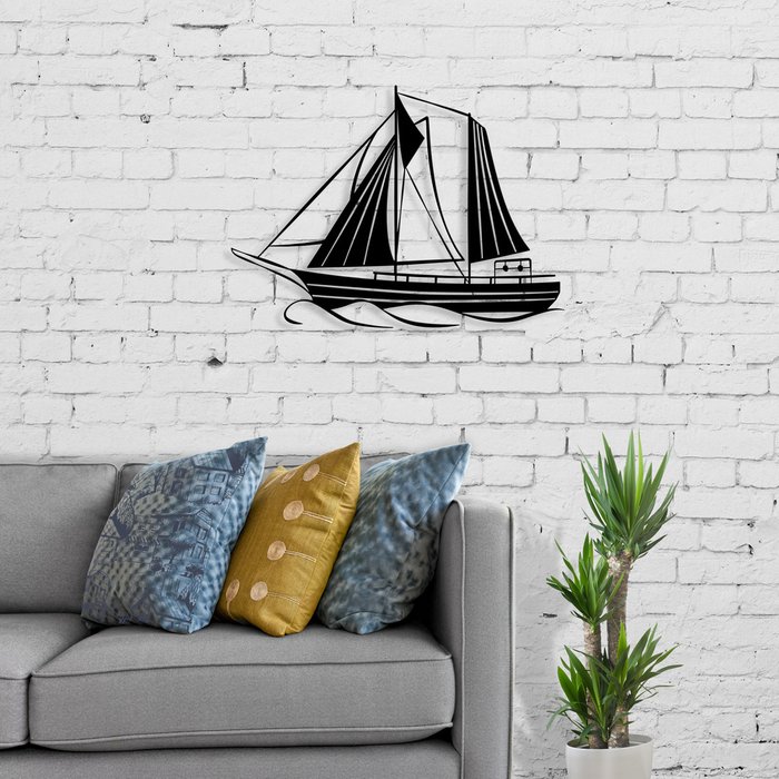 Панно Sail из металла черного цвета - купить Декор стен по цене 5265.0