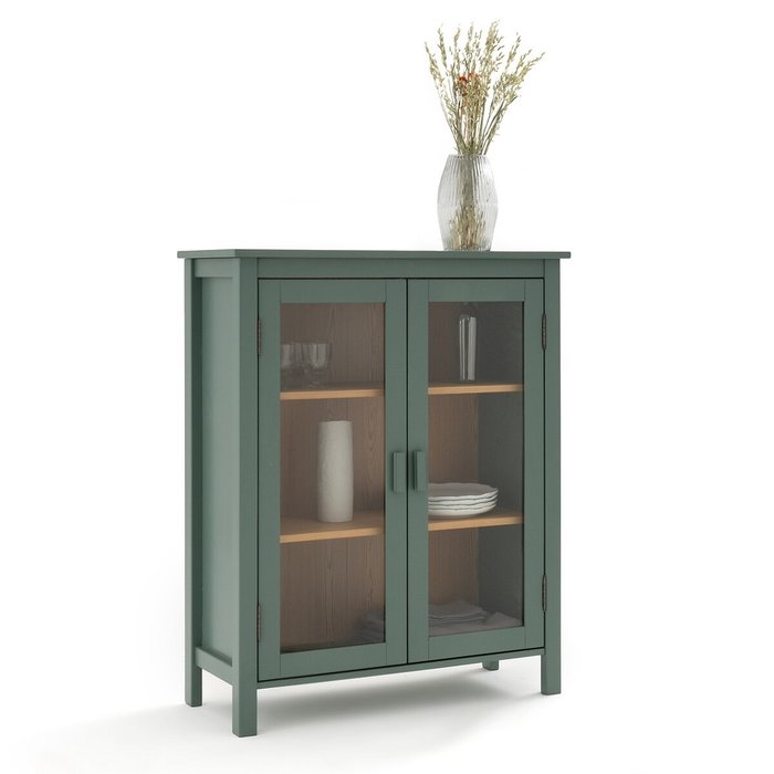 Шкаф-витрина низкий Alvina зеленого цвета - купить Шкафы витринные по цене 34005.0