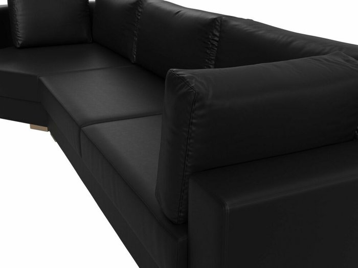 Угловой диван-кровать Лига 026 черного цвета (экокожа) левый угол - лучшие Угловые диваны в INMYROOM