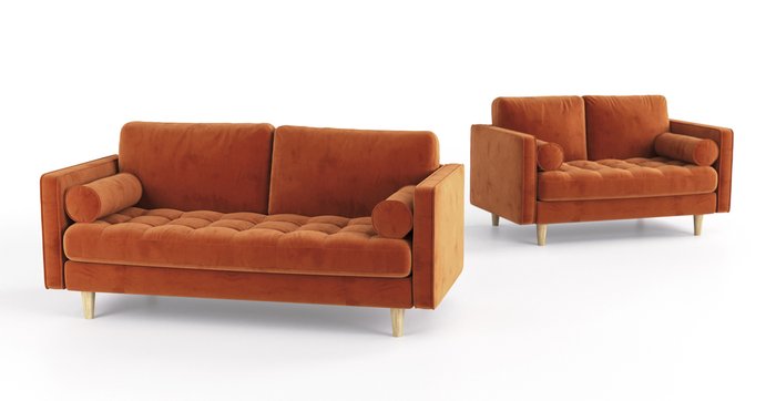 Трехместный раскладной диван Scott оранжевый - купить Прямые диваны по цене 76300.0