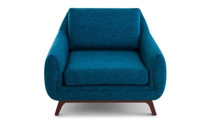 Кресло синего цвета на деревянных ножках - купить Интерьерные кресла по цене 65000.0