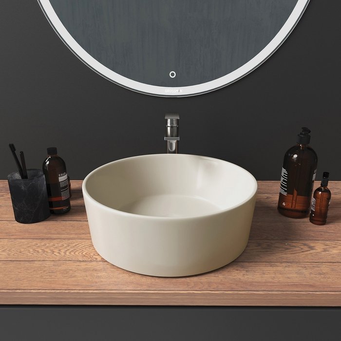 Раковина накладная Grossman бежевого цвета круглая 40  см - лучшие Раковины для ванной комнаты в INMYROOM