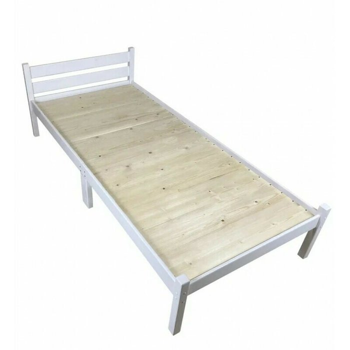 Кровать Классика Компакт сосновая со сплошным основанием 70х200 белого цвета - купить Одноярусные кроватки по цене 11507.0
