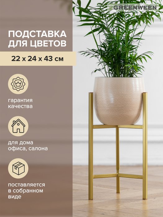 Подставка для цветов Trinity 40 золотого цвета - лучшие Подставки для цветов в INMYROOM Подставка для цветов Trinity 40 золотого цвета - лучшие Подставки для цветов в INMYROOM