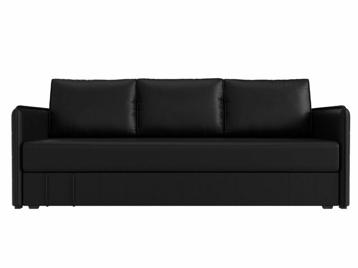Прямой диван-кровать Слим черного цвета (экокожа) с пружинным блоком - купить Прямые диваны по цене 46999.0