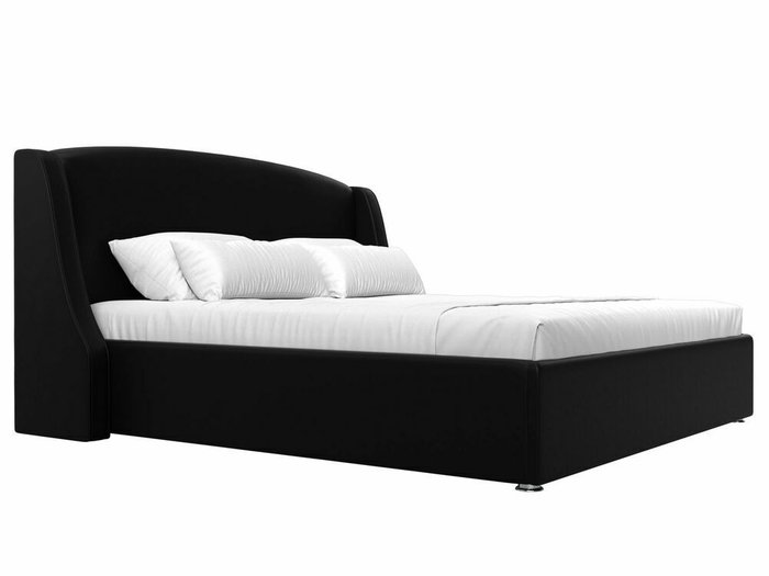 Кровать Лотос 200х200 черного цвета с подъемным механизмом (экокожа) - лучшие Кровати для спальни в INMYROOM