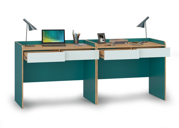 Два письменных стола Гудвин зеленого цвета - лучшие Письменные столы в INMYROOM