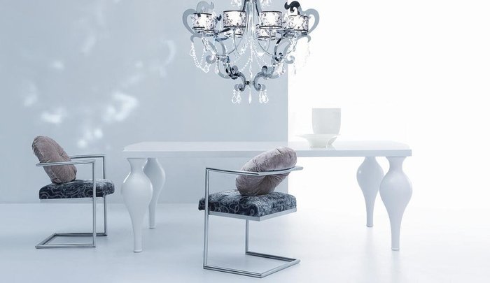 Обеденный стол Palermo с отделкой белым блестящим лаком - лучшие Обеденные столы в INMYROOM