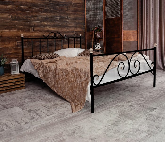 Кованая кровать Оливия 160х200 черного цвета - лучшие Кровати для спальни в INMYROOM