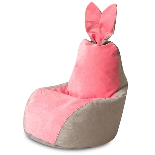 Кресло-мешок Зайчик серо-розового цвета