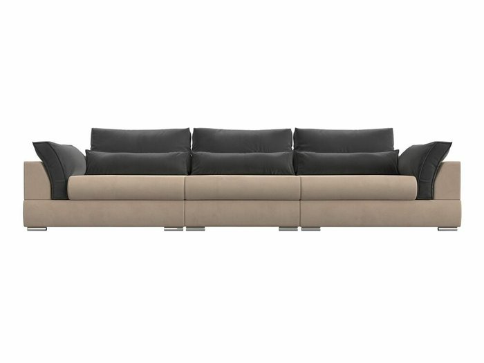 Прямой диван-кровать Пекин Long серо-бежевого цвета - купить Прямые диваны по цене 101999.0