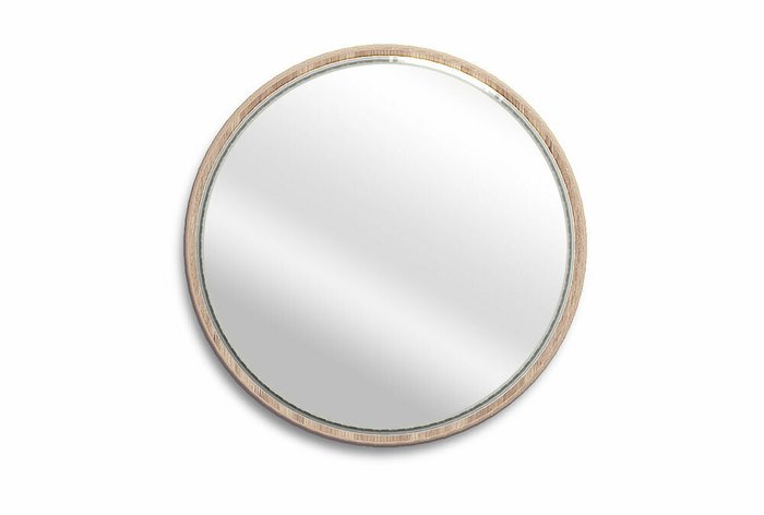 Зеркало настенное Wallstreet диаметр 66 в раме цвета беленый дуб