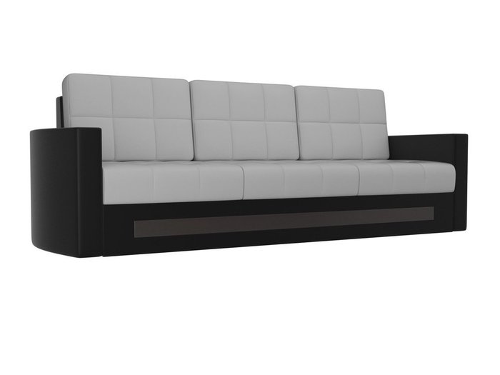 Прямой диван-кровать Белла бело-черного цвета (экокожа)
