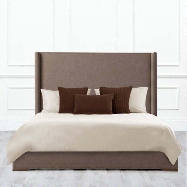 Кровать Aspleen из массива с обивкой коричневого цвета
