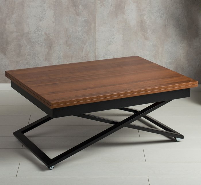 Стол-трансформер Accord цвета миланский орех на черных опорах - купить Обеденные столы по цене 14990.0