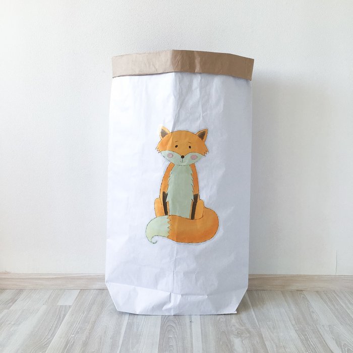 Эко-мешок для игрушек из крафт бумаги Лисичка