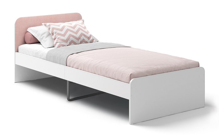 Кровать Home 90х200 бело-розового цвета c ортопедическим основанием 