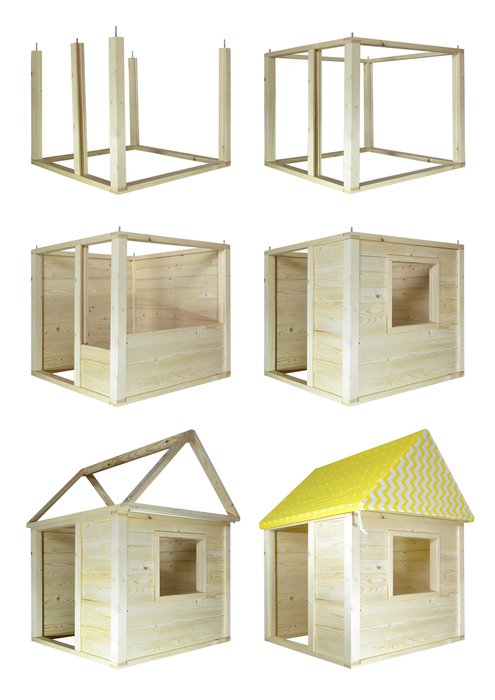 Малый деревянный игровой дом-конструктор из массива сосны - купить Игровые домики в детскую по цене 16950.0