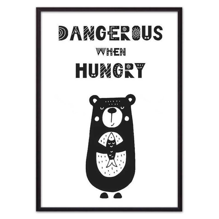 Постер в рамке Медведь "Dangerous" 21х30 см