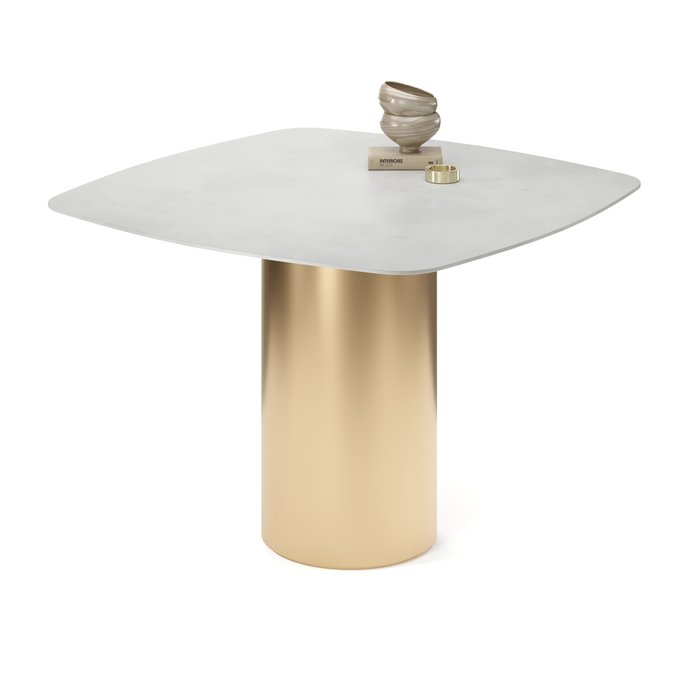 Обеденный стол квадратный Вуррен на золотом основании - купить Обеденные столы по цене 74750.0