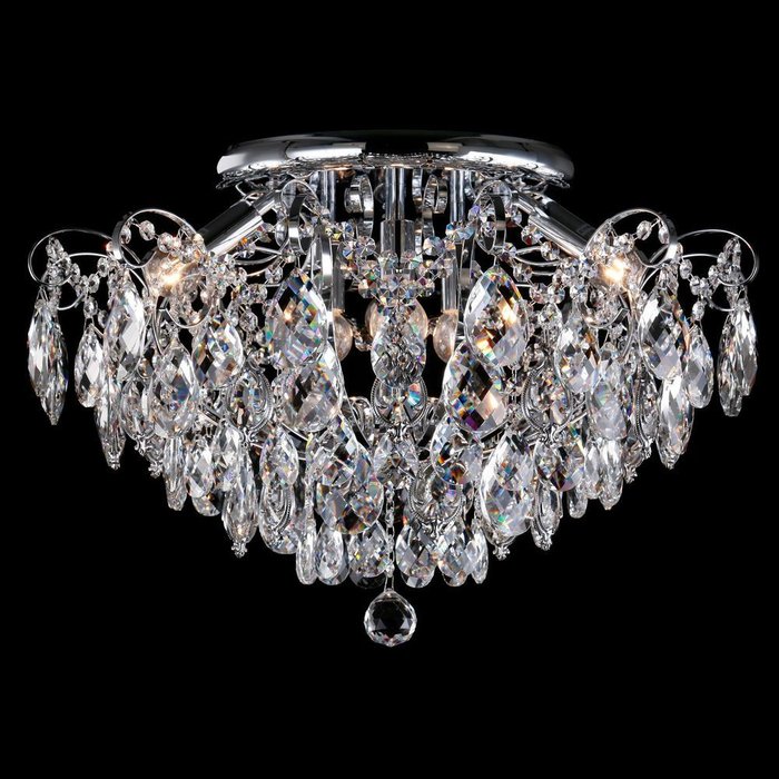 Хрустальный потолочный светильник 10081/6 хром / прозрачный хрусталь Crystal - лучшие Потолочные люстры в INMYROOM