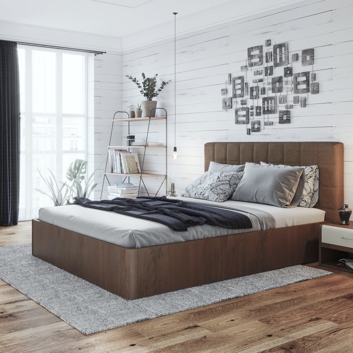 Кровать Сиена 140х200 коричневого цвета и подъемным механизмом - лучшие Кровати для спальни в INMYROOM