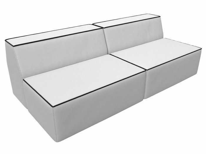 Прямой модульный диван Монс белого цвета с черным кантом (экокожа) - лучшие Прямые диваны в INMYROOM