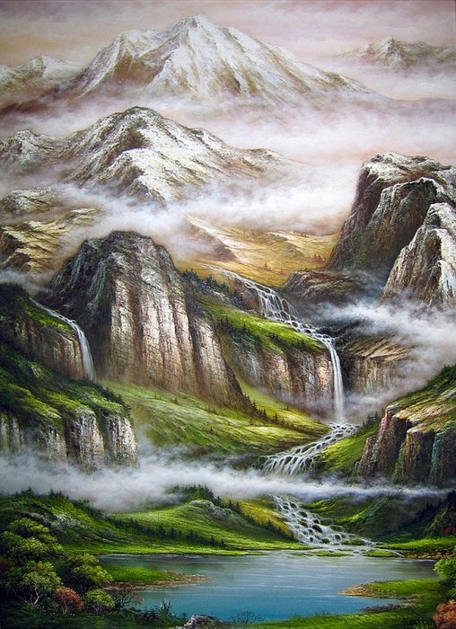 Декоративная картина на холсте "Горная река"