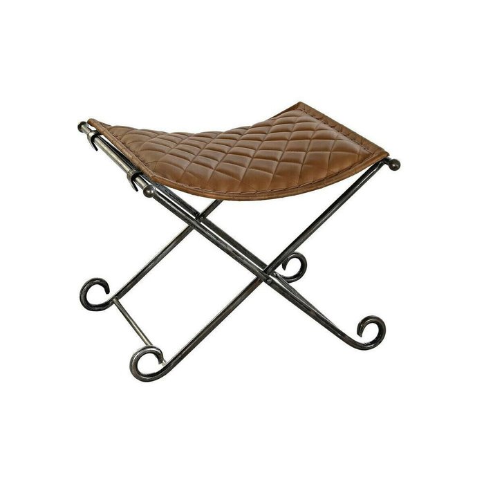 Подставка Foot-of-bed Bench Чёрный Металл Коричневый Кожа (53 x 45 x 44 cm)