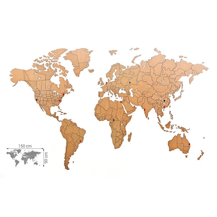 Пазл «карта мира» коричневая  150х90 см new - купить Декор стен по цене 5990.0