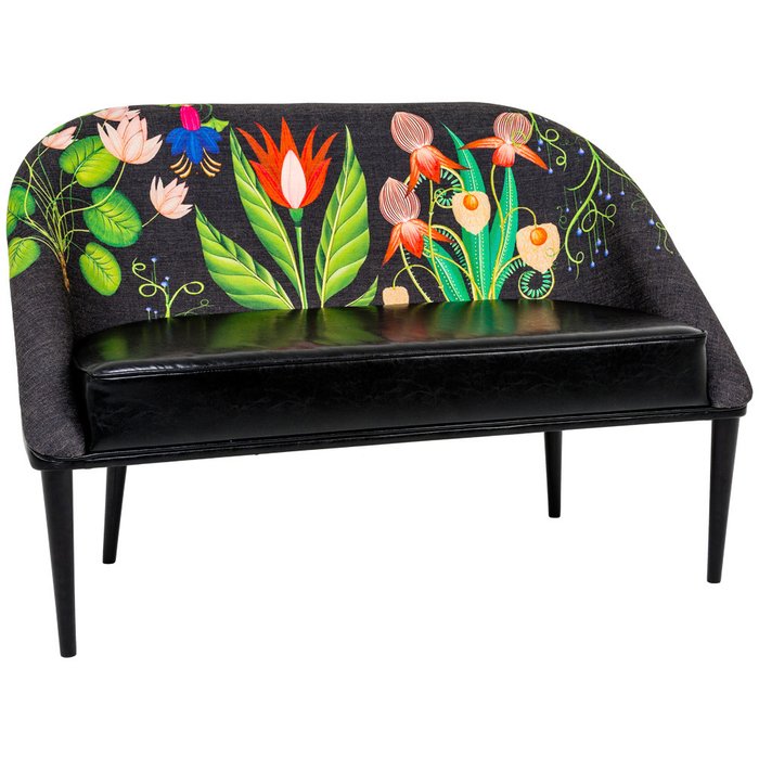 Диван Тропический лес / Нуар с цветочным принтом - купить Прямые диваны по цене 80000.0